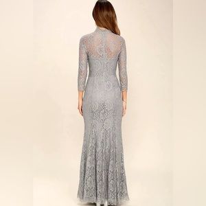 Lulu’s Maxi, light grey, formal, lace dress. Size L